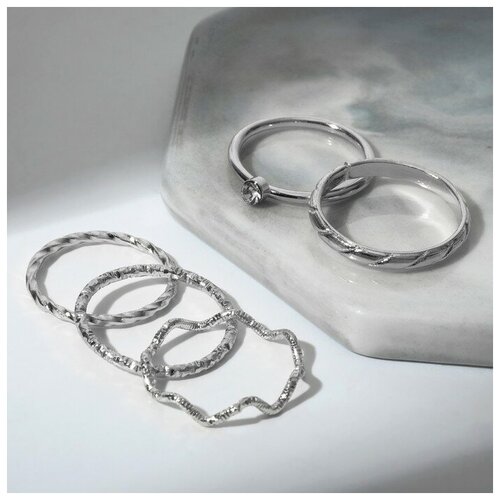Кольцо Queen Fair кольцо набор 5 штук идеальные пальчики геометрия цвет белый в серебре