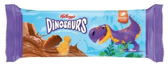 Печенье Kellogg's Dinosaurs сахарное в молочной глазури, 127 г 
