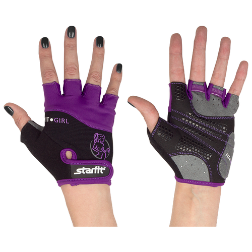 фото Перчатки для фитнеса su-113, черные/фиолетовые/серые - xs starfit