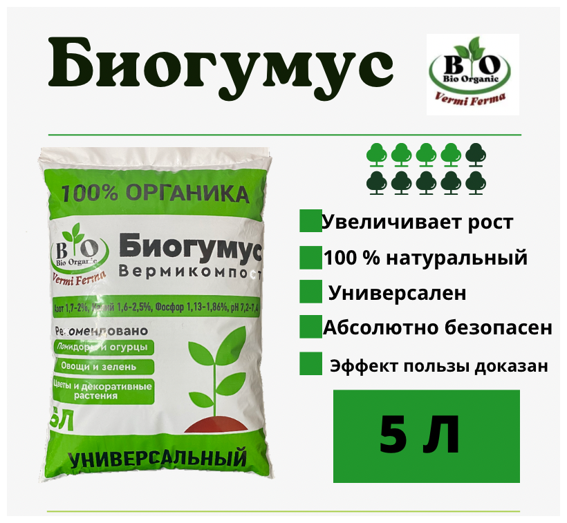 Биогумус Bio Organic (Вермикомпост)/ органическое удобрение универсальное - фотография № 2