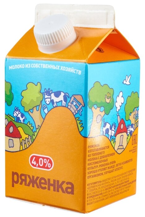 Деревенское молочко Ряженка 4 %