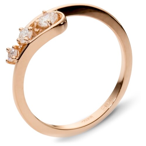 фото Эстет кольцо с 3 бриллиантами из красного золота 01к613663, размер 18.5