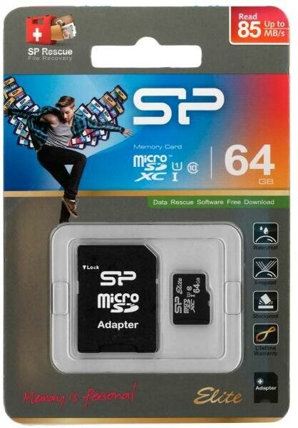 Карта памяти Silicon Power ELITE microSDXC UHS Class 1 Class 10 + SD adapter