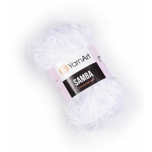 Пряжа для вязания YarnArt Samba (ЯрнАрт Самба) - 5 мотков 501 отбелка, травка, фантазийная для игрушек 100% полиэстер 150м/100г