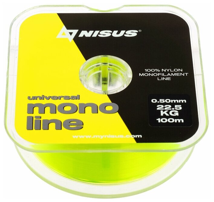 Леска NISUS MONOLINE Fluorescent Yellow 0,50 мм/100 м - фотография № 1
