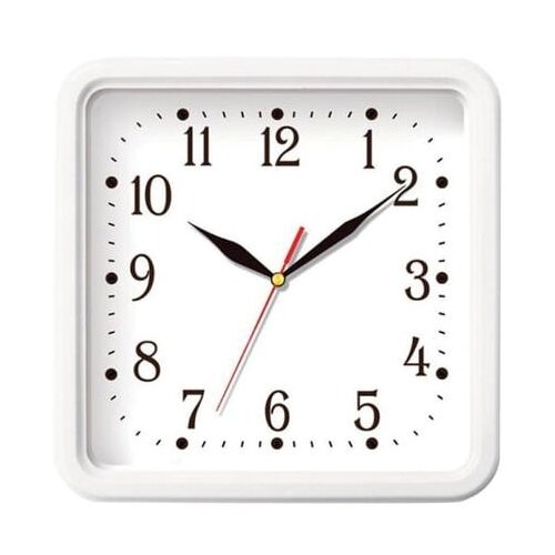 фото Часы настенные troyka 81810835, квадрат, белые, белая рамка, 26х26х3,5 см тройка