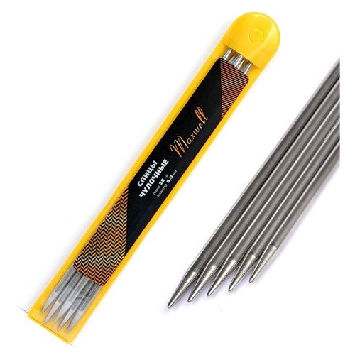 Спицы чулочные Maxwell Gold, металл, 6,0 мм, 25 см, 5 шт (MAXW.25-60)