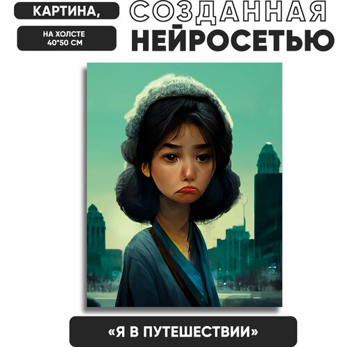 Картина на холсте 40х50 на подрамнике нейросеть изображения / Портрет Япония