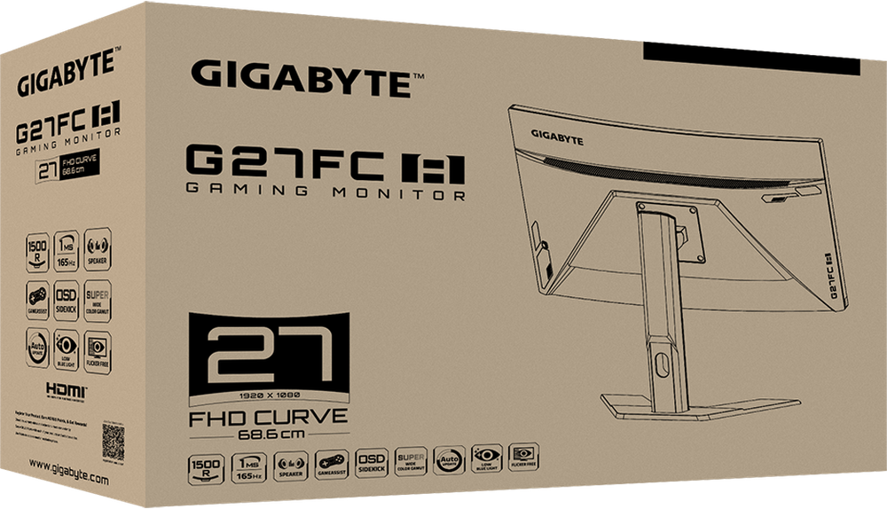 Монитор 27" VA 1920x1080 GIGABYTE (G27FC A-EK) черный