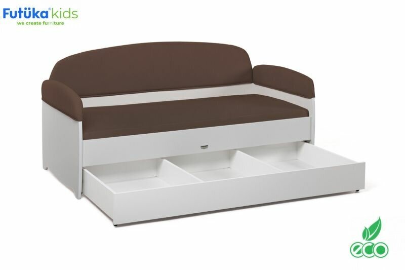фото Futuka Kids диван-кровать Urban цвет капучино, с ящиком для белья, мягкими подлокотниками, 180х90см.