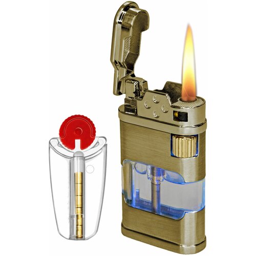 Металлическая газовая зажигалка + кремни в наборе