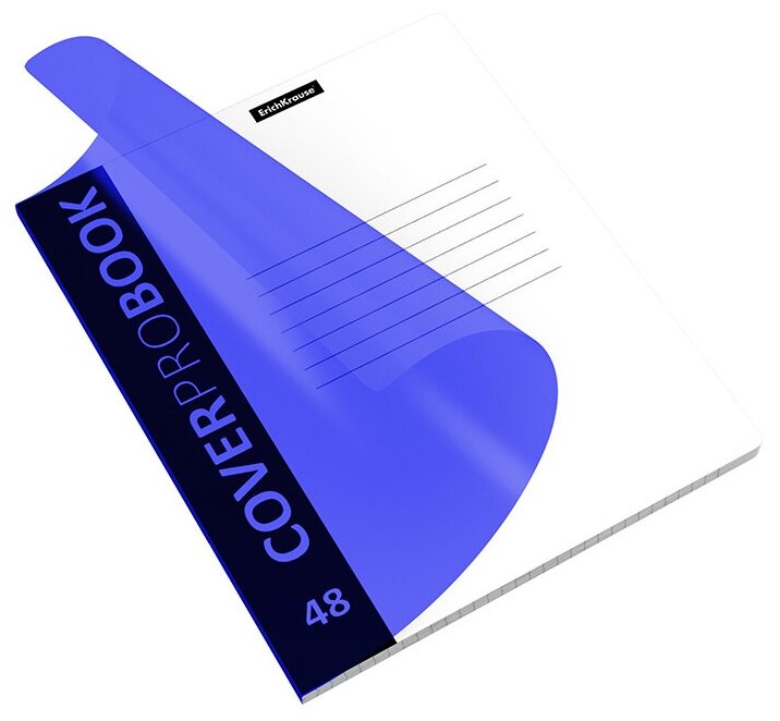 Тетрадь общая ученическая с пластиковой обложкой на скобе ErichKrause Neon, голубой, А5+, 48 листов, клетка