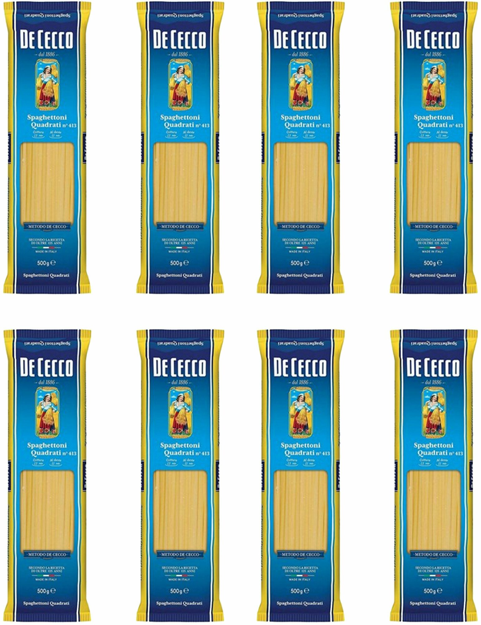 Макаронные изделия De Cecco спаггеттони квадрати, 8 упаковок