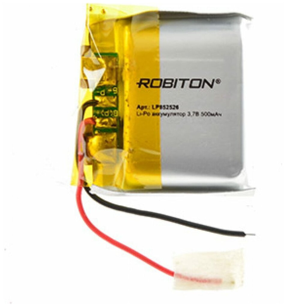 Аккумулятор литий-ионный полимер ROBITON LP852526 Li-Pol 3.7 В 500 мАч призма со схемой защиты