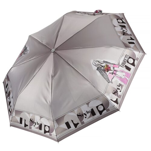 фото Мини-зонт fabretti, автомат, 3 сложения, купол 102 см, 8 спиц, система «антиветер», чехол в комплекте, для женщин, серый