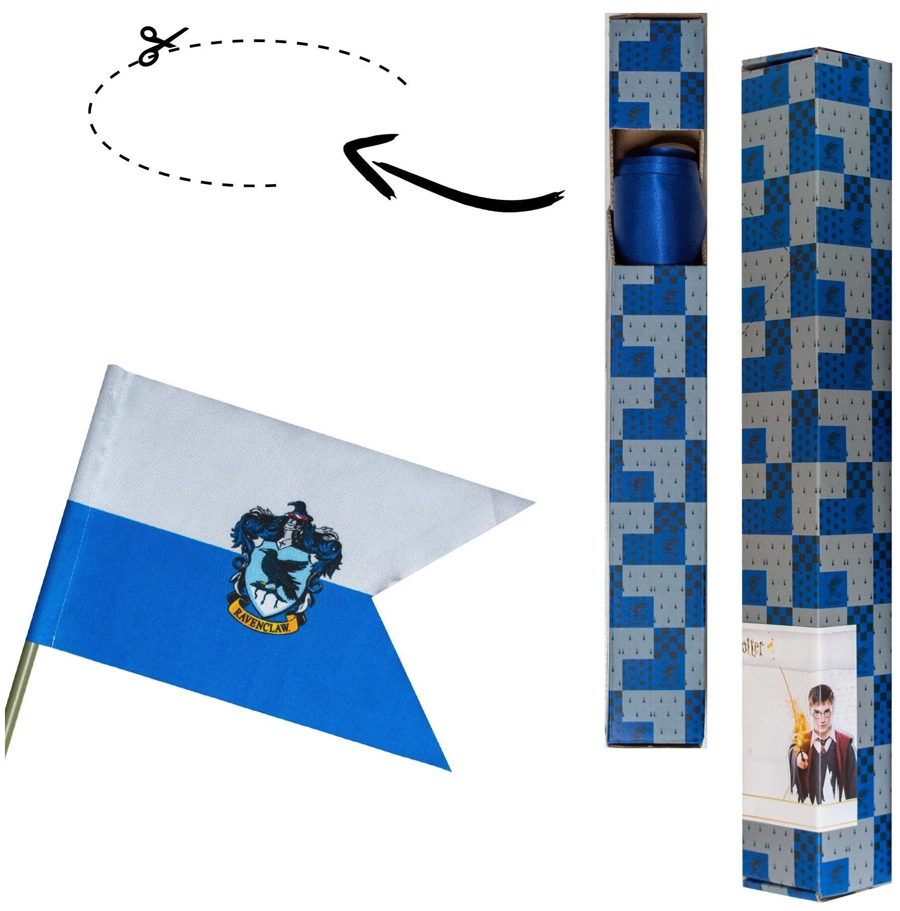 Sihir Dukkani Флаг Гарри Поттер Когтевран FLS28, синий/белый - фотография № 5