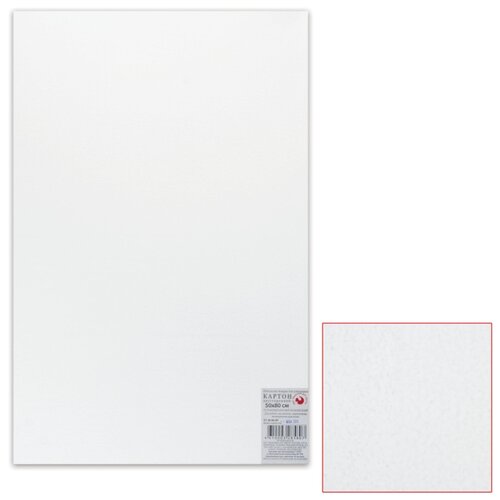Белый картон грунтованный Подольск-арт-центр для живописи 50х80 см, толщина 2 мм, акриловый грунт, двусторонний (5852)