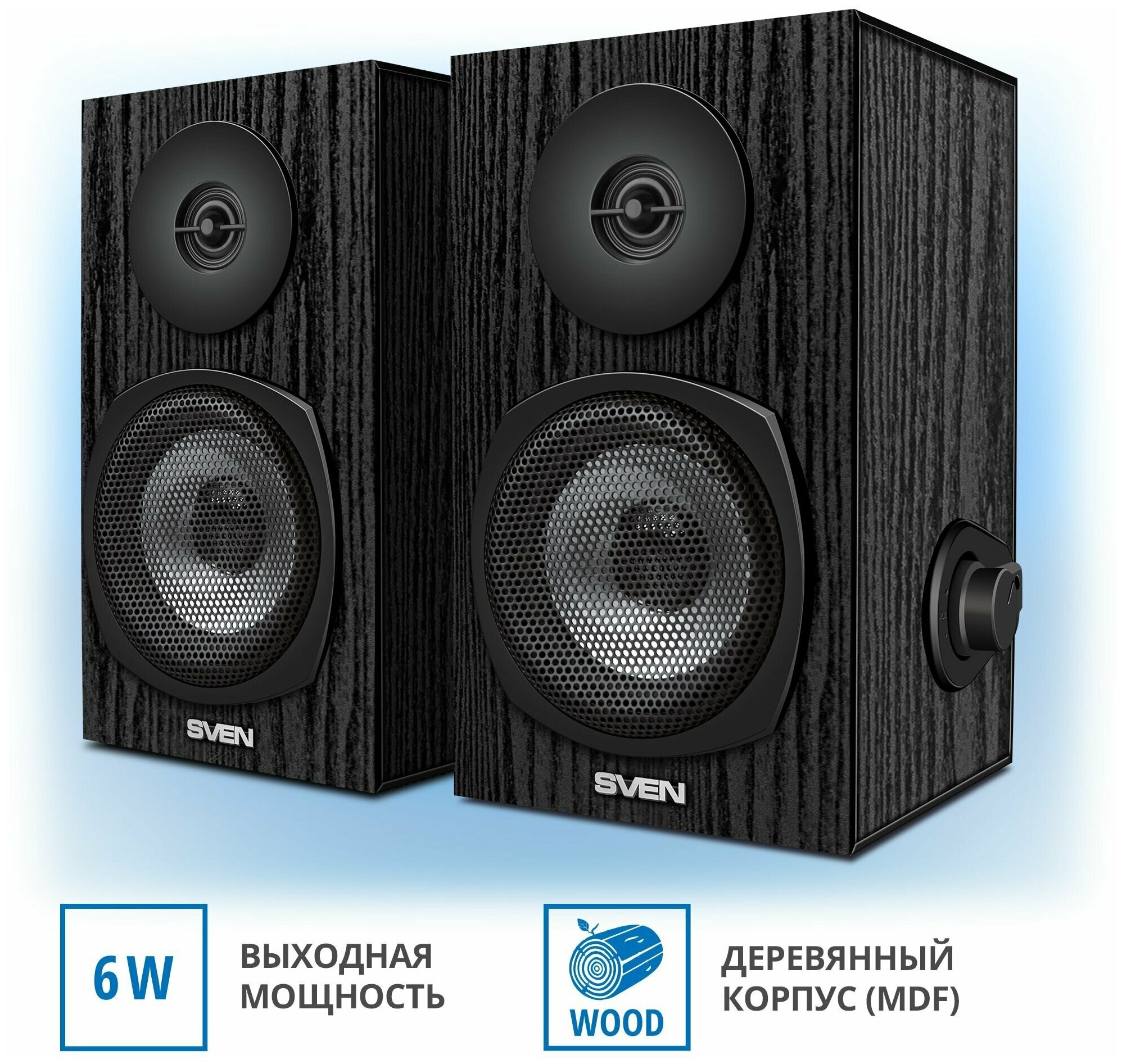 Колонки компьютерные SVEN SPS-575, 2.0, 6 Вт, питание USB, черные, SV-016166