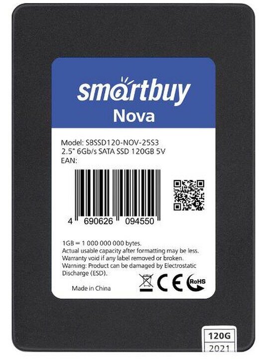 Накопитель SSD 120Gb Smartbuy Nova SATA-III 7mm TLC (SBSSD120-NOV-25S3)