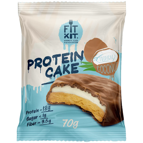 FitKit Protein Cake (70 гр.) тропический кокос пирожное кондитерская прохорова суфле птичка 70 г