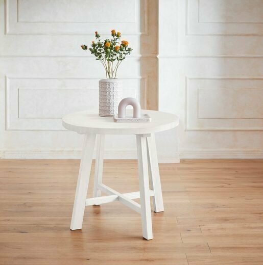 Дизайнерский круглый обеденный стол Таула 140х140х74 см из массива дуба, белый