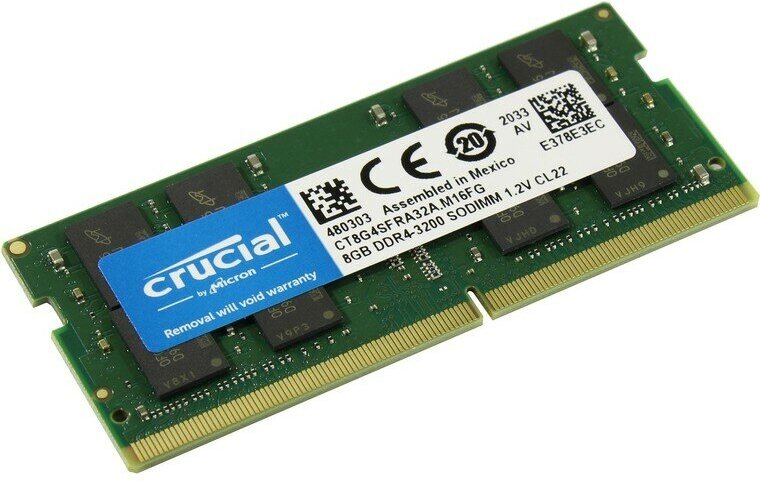 Память SODIMM DDR4 PC4-25600 Crucial CT8G4SFRA32A, 8Гб, 1.2 В