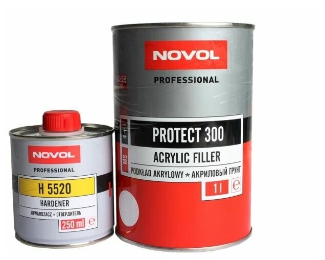 Грунт Novol Protect300 Акриловый 4+1 Белый Ms (1л) C Отвердителем (0.25л)