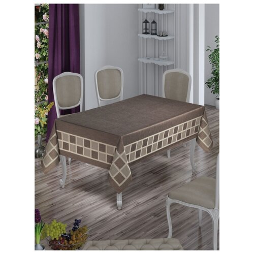 фото Do & co скатерть lauren цвет: коричневый br23381 (160х220 см)