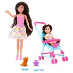 Кукла Funky Toys Мила с Вики в коляске и с собачкой, 70005 - изображение