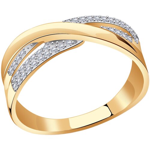 фото Золотое кольцо aquamarine 63016а с фианитом diamant-online