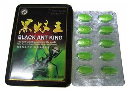 фото Таблетки для усиления потенции Черный Муравей Black Ant King, мощный мужской афродизиак (10 таблеток)