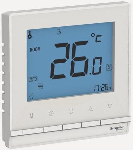 Изображение товара Термостат теплого пола Systeme Electric (schneider Electric) SCHNEIDER ELECTRIC ATLASDESIGN от+5до+35°C,16A, в сб, Белый