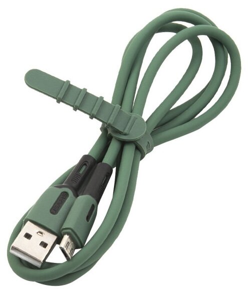 US-SJ432 U51 Micro Silicone Charging & Data Cable With Light 1m(dark green)