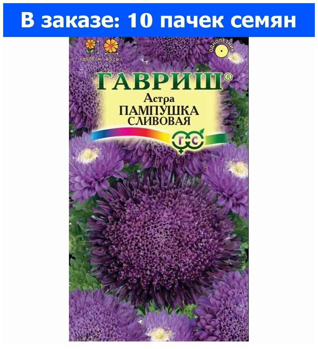 Семена Гавриш Астра Пампушка сливовая помпонная 03 г