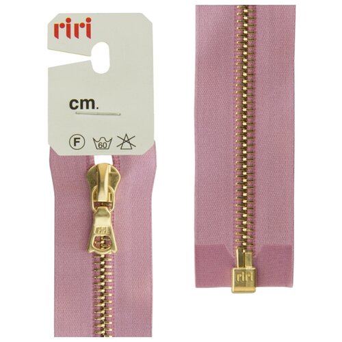 фото Молния металл, gold, разъёмная 1 замок, на атласной тесьме, 6 мм, 60 см, цвет 9413, светло-сиреневый riri