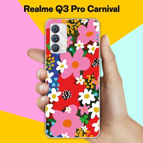 Силиконовый чехол на realme Q3 Pro Carnival Edition Яркие цветы / для Реалми Ку 3 Про Карнивал силиконовый чехол на realme q3 pro carnival edition насекомые для реалми ку 3 про карнивал