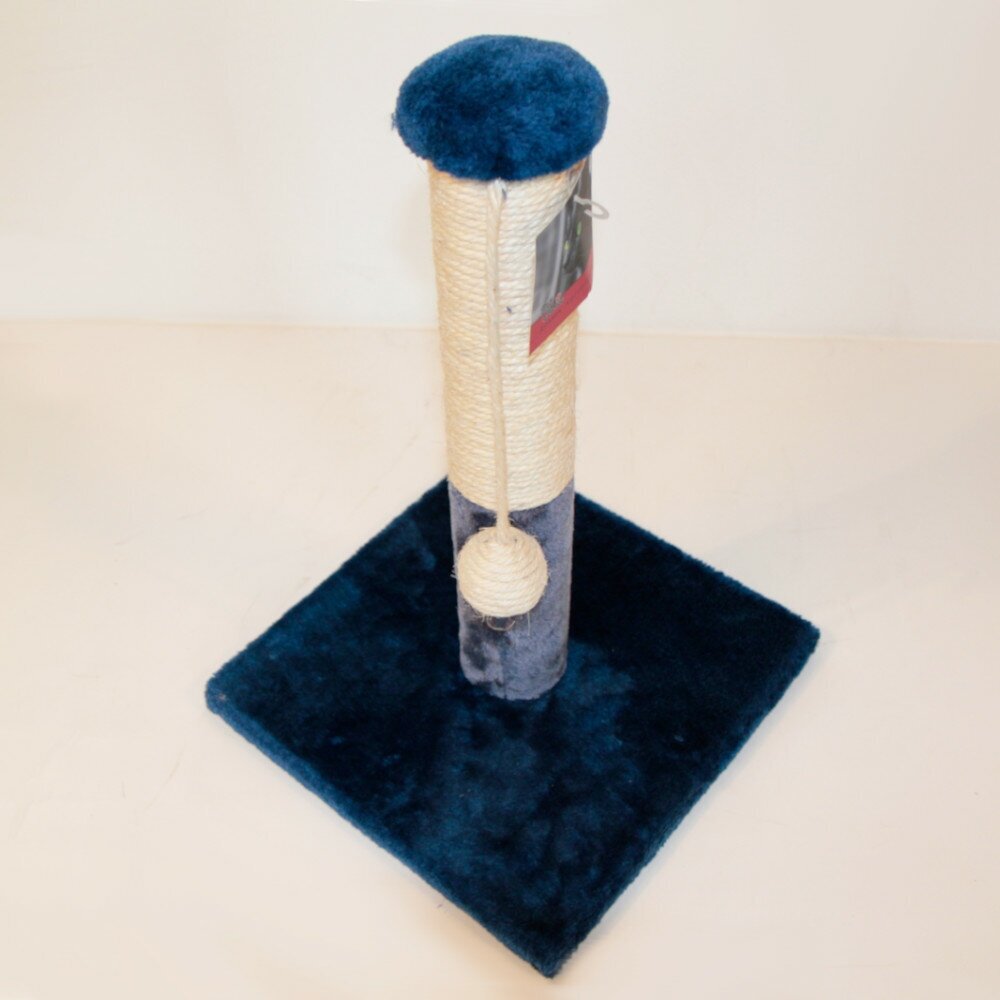 Когтеточка-столбик 30х30х43 см, с игрушкой, синий