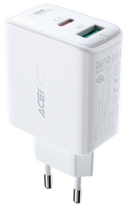 Сетевое зарядное устройство Acefast A5 USB Type-C / USB 32W PD Wall Charger белое (AF-A5-WH)