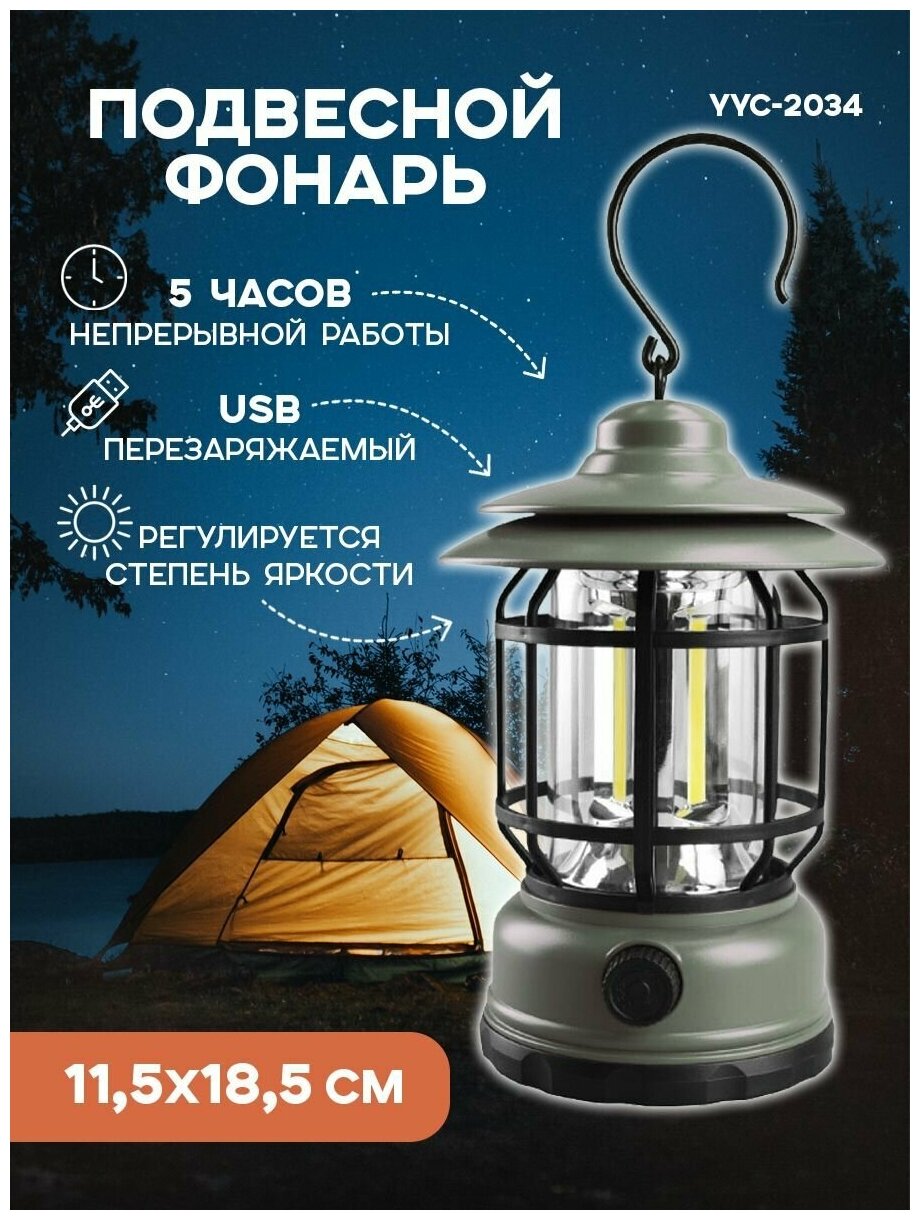 фото Фонарь/ кемпинговый фонарь/ светодиодный цвет - серый