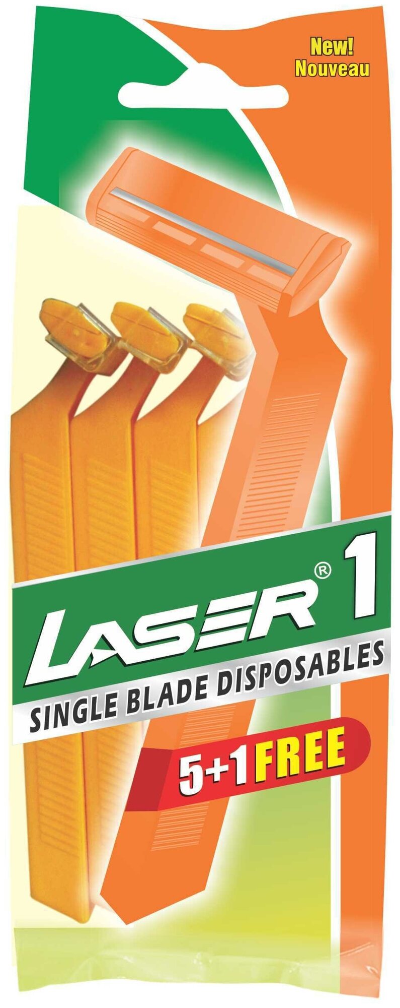 Бритва мужская одноразовая безопасная LASER 1 станок для бритья, 1 лезвие, 6 шт.