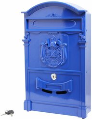 Почтовый ящик с замком уличный металлический для дома аллюр №4010, синий