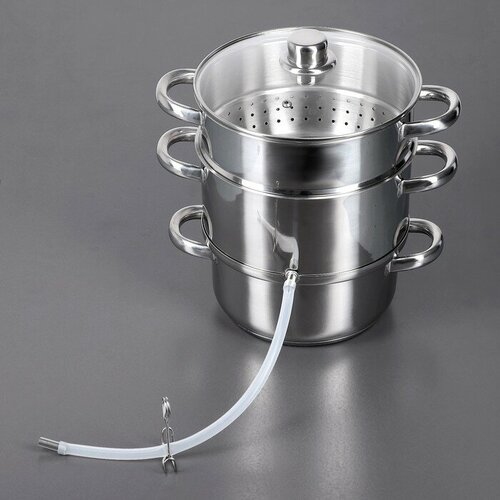 Соковарка из нержавеющей стали Доляна 58 л d 23 см индукция стеклянная крышка цвет хромированный 5203₽