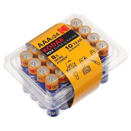 Батарейка алкалиновая Kodak Max, AAA, LR03-24BOX, 1.5В, бокс, 24 шт. батарейка алкалиновая kodak max aaa lr03 24box 1 5в бокс 24 шт