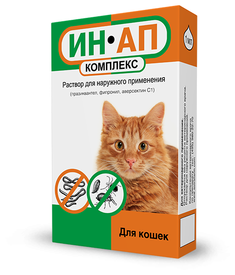ИН-АП комплекс препарат от внешних и внутренних паразитов капли для кошек 1мл.