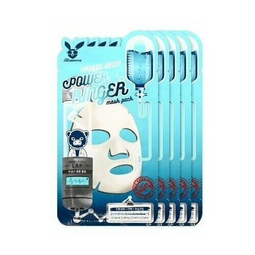 Elizavecca Power Ringer Mask Pack Aqua Deep Увлажняющая маска для лица с гиалуроновой кислотой, 5шт.