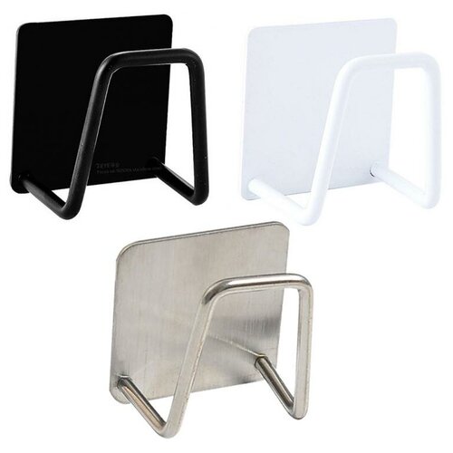 Крючок металлический самоклеящийся держатель вешалка для губки кухонной и над раковиной Крючок на липучке влагостойкий сверхпрочный - 1 шт черный 297₽