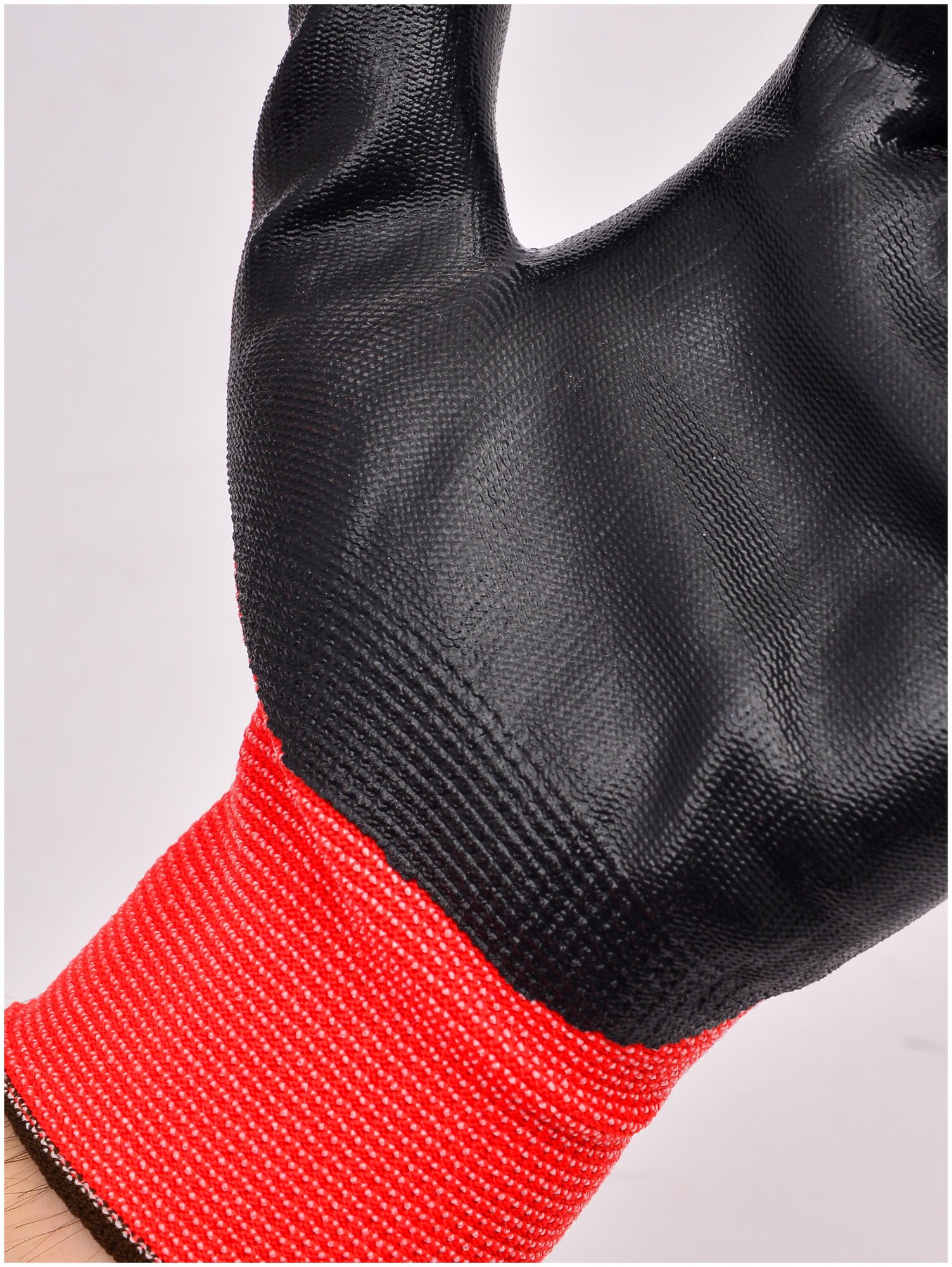 Перчатки нейлоновые с нитриловым обливом Люкс, садовые перчатки рабочие, красные, 5 пар