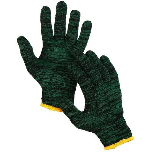 перчатки х б вязка 10 класс 4 нити размер 9 зелёные двойные Перчатки рабочие, х/б, вязка 10 класс, 4 нити, размер 9, зелёные, «Двойные»