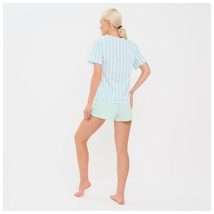Пижама женская (футболка и шорты) KAFTAN "Ice mint" р. 52-54 9418555 - фотография № 3