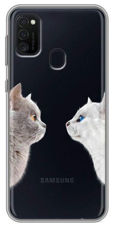 Полупрозрачный дизайнерский силиконовый чехол для Galaxy M21 / Samsung Galaxy M21 Кошки принт